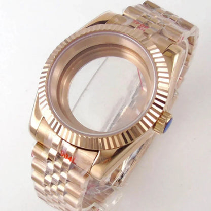 Rose Gold Fulted Watch Case Luxury 36mm/39mm Sapphire watch case Two Tone case 10BARS fit NH35 NH36 NH34 ETA2824 2836 Miyota8215 PT5000 DG2813 3804 movement