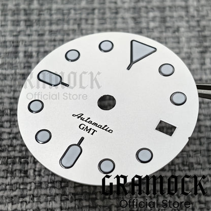 29mm Blue Red Black Orange GMT NH34 White Glossy Dial With Hands C3 Lume Fit NH34 Mechanical Watch Modified Accessories