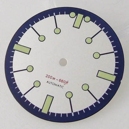 Sterile 31mm Silver Watch Dial for Seik0 N H35 N H36 Movement Green Luminous Di ving Wristwatch Accessories