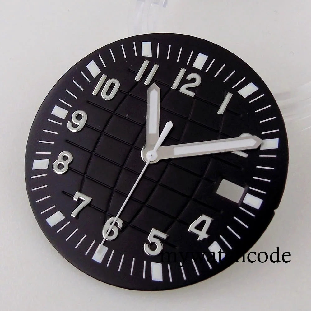 40mm Watch Case Glass Back Rubber Strap Dial Hands Set Fit NH35A NH36A Automatic Movement Sapphire Glass