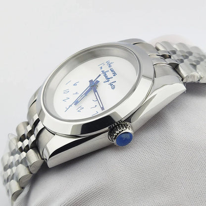 Special Dial Explorer Watch 39mm nh35 Who cares im already late Watch Sapphire 10bar