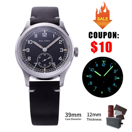 39MM Retro WW2 Military  S2081 Gradual Brown Dial ST1731 Movement 100M Waterproof  D12 Homage Field Watch