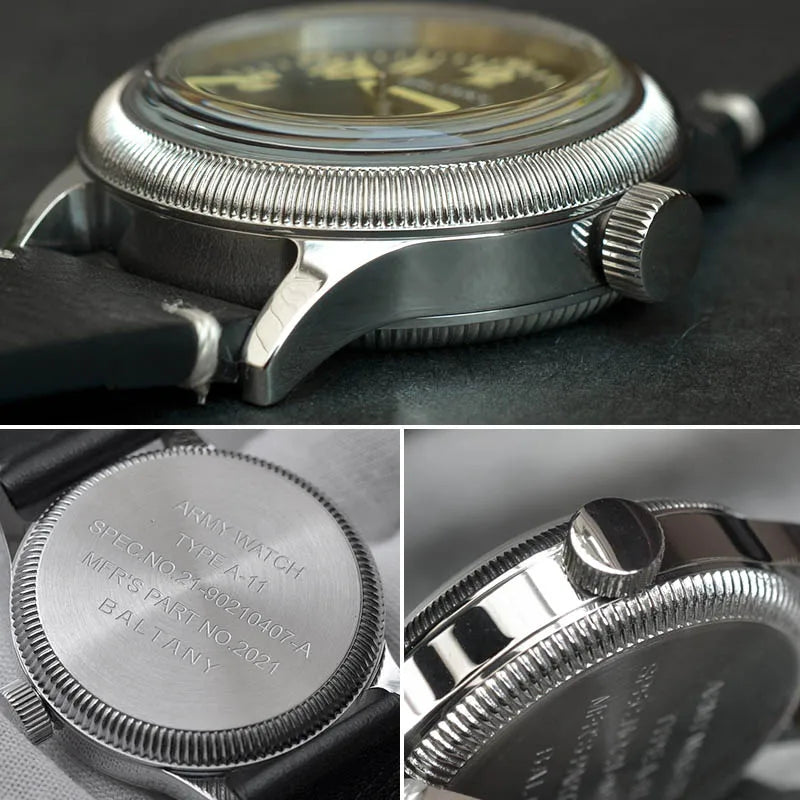 Baltany 38MM A11 Military Automatic Watch Man S2031B Sapphire Crystal 10ATM Stainless Steel NH38 Retro Mechaincal Wristwatches