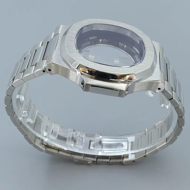 Silver/Black/Rose Gold 40mm Watch Cases Strap Parts Sapphire Glass For NH35 NH36 NH34 NH38 NH72 Movement 30.8mmDial Mod Nautilus