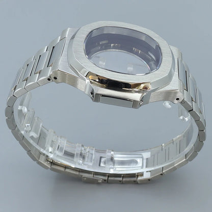 Silver/Black/Rose Gold 40mm Watch Cases Strap Parts Sapphire Glass For NH35 NH36 NH34 NH38 NH72 Movement 30.8mmDial Mod Nautilus
