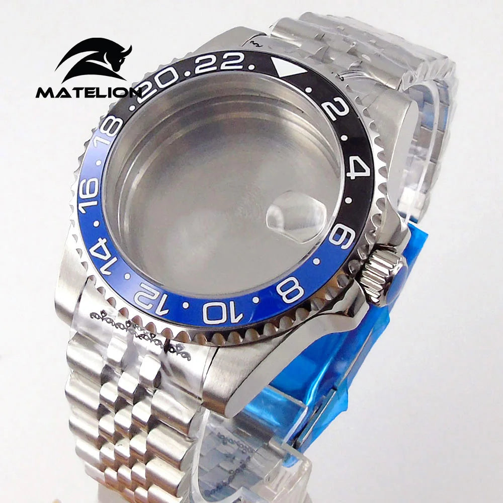 Matelion 200M Diving Case 40mm Fit NH35 NH36 NH34 GMT ETA 2824 PT5000 Watch Case Jubilee Bracelet Sapphire Glass Slide Buckle