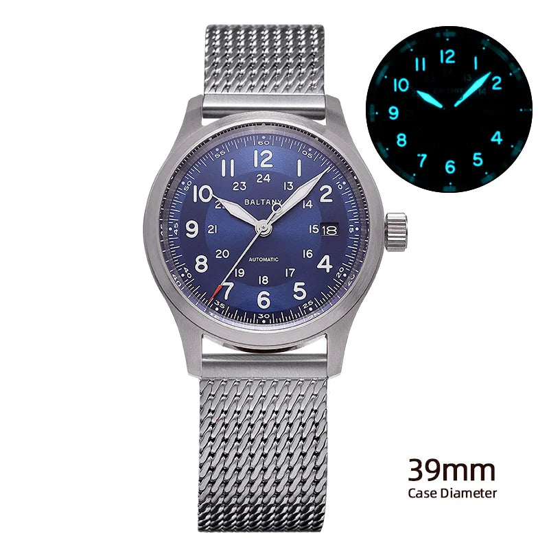 Baltany Field Watch S2049 Customizable 10ATM Waterproof 39mm  NH35 Automatic Ar Sapphire Swiss lume