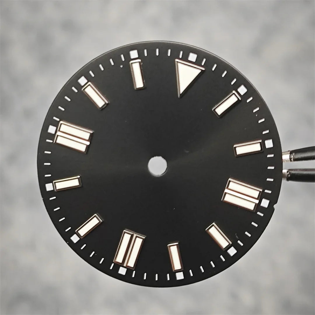 28.5mm Watch Dial Sunray Texture Dial Double Strips Nails Green Luminous Watch Faces for NH35/ 8215/ 2813/ 2836 Movements