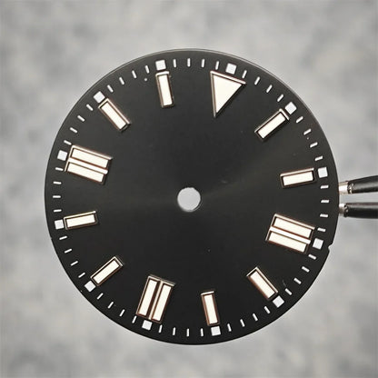 28.5mm Watch Dial Sunray Texture Dial Double Strips Nails Green Luminous Watch Faces for NH35/ 8215/ 2813/ 2836 Movements