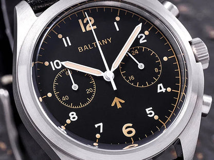 Customizable Watch Baltany 39mm Vk64 Quartz  Military watch Chrono RAF 6BB Homage Multifunction Chronograph 5bar AR Sapphire Swiss Lume