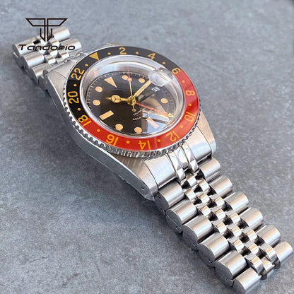 Tandorio NH34 GMT Watch 6542 homage 38mmTD218S Sapphire 20BAR Diver 24H Glass Bezel Sapphire