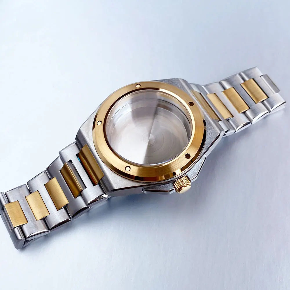 Engineer Watch Case 20ATM Waterproof 40mm Two Tone Gold Sapphire Glass Fit NH35 NH36 NH34 Movement pt5000 eta2824