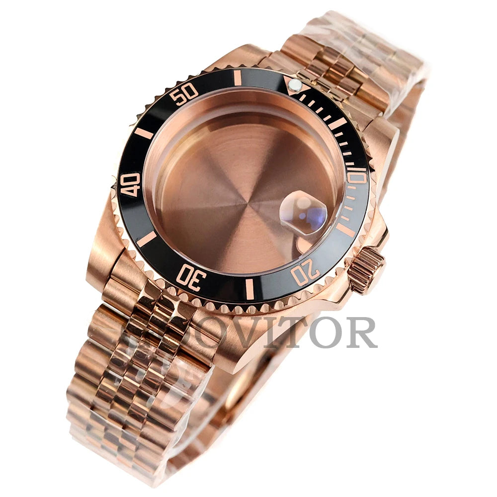 NH35 Watch Case 40mm For GMT YACHT-MASTER Seiko NH34/NH35/NH36/NH38 Movement Rose Gold Jubilee Bracelet Submariner NH35 Case