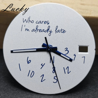 New 28.5mm Watch Dial NH34 NH35 NH36 4R/7S Hands Set DIY Watch Faces Fit NH35 Movement Who Cares Lt's Already Late Accessories﻿