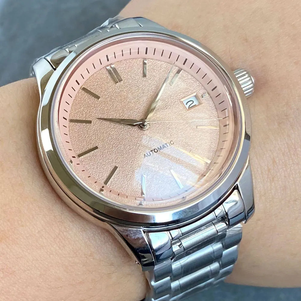 Tandorio NH35A Double Dome Sapphire Dress Wristwatch polished 40MM 20bar TD152 Glass Back