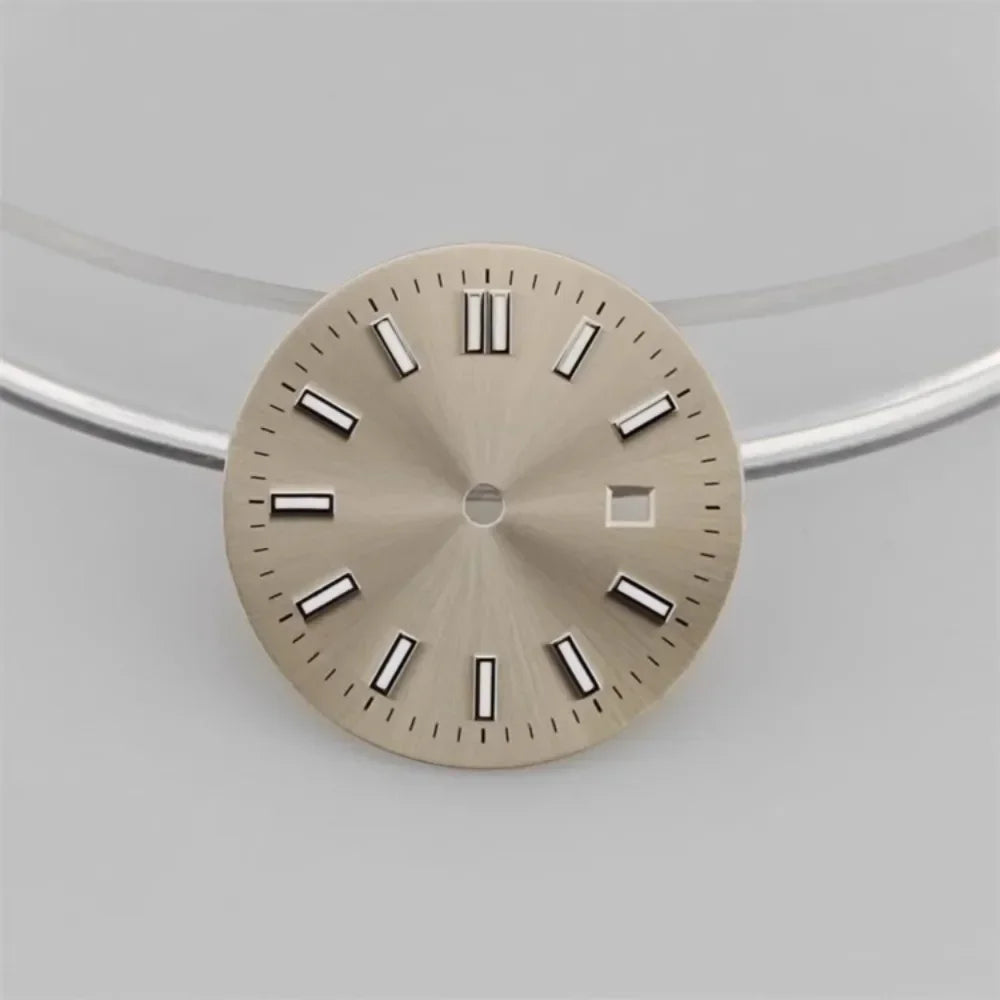 24.5MM Watch Dial Green Luminous Logbook Faces Women's Mechanical Watch Accessories for NH05 /NH06 Movement for 31mm Case