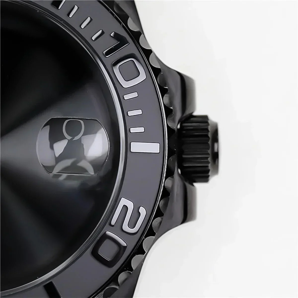 42mm Black PVD Yacht master Skx007 Steel Black Matte Waterproof Watch Case With Sapphire Crystal For Nh35 Nh36 Movement 28.5mm Dial Mods