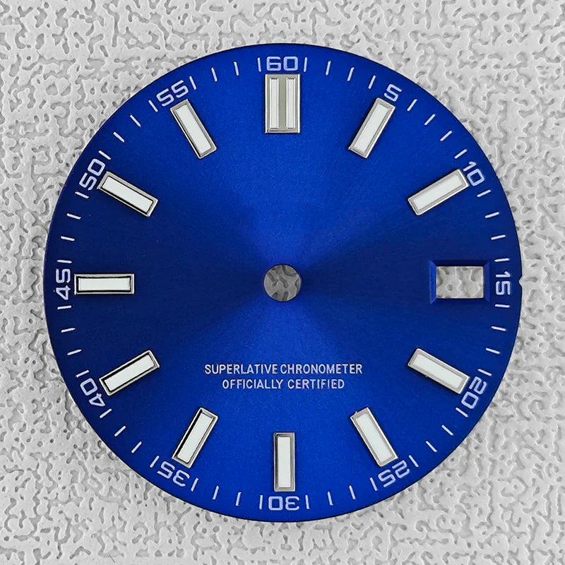 28.5mm double bar date window Watch Dial With Watch Hands Date Just Luminous Sunray Fit NH35 NH36 Watch Faces Automatic Movement