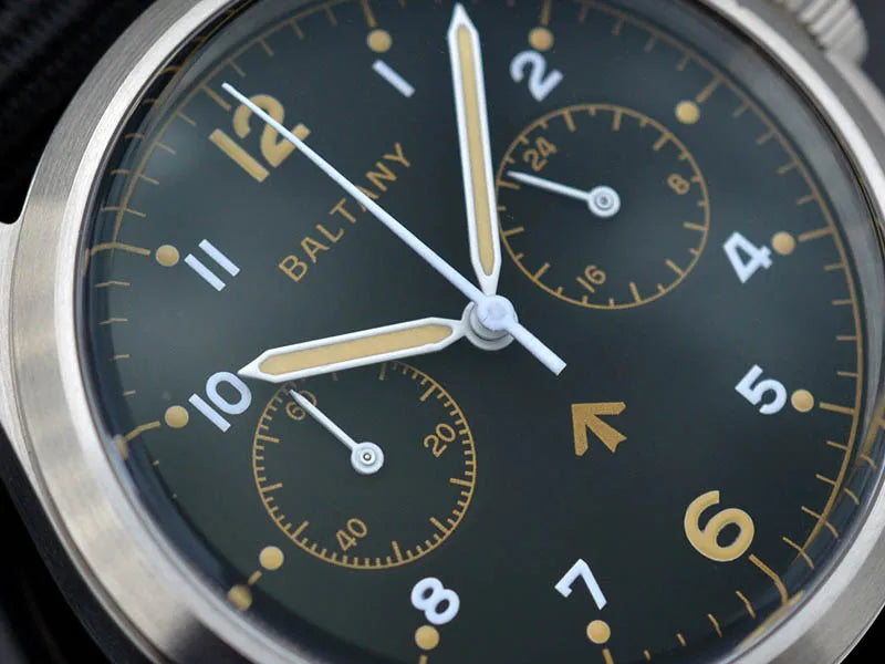 Customizable Watch Baltany 39mm Vk64 Quartz  Military watch Chrono RAF 6BB Homage Multifunction Chronograph 5bar AR Sapphire Swiss Lume