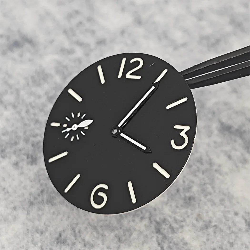 34.5mm Watch Dial Face Insert Parts with Watch Hands for ETA6497/ ST3600 Movement Watch Green Luminous Accessories Modify