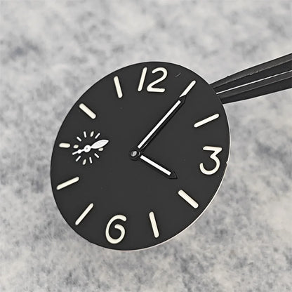 34.5mm Watch Dial Face Insert Parts with Watch Hands for ETA6497/ ST3600 Movement Watch Green Luminous Accessories Modify