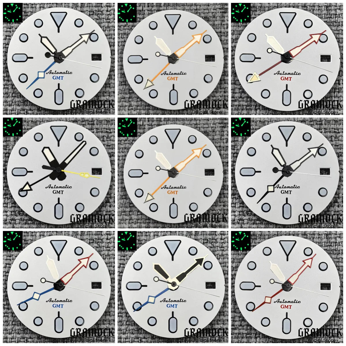 29mm Blue Red Black Orange GMT NH34 White Glossy Dial With Hands C3 Lume Fit NH34 Mechanical Watch Modified Accessories