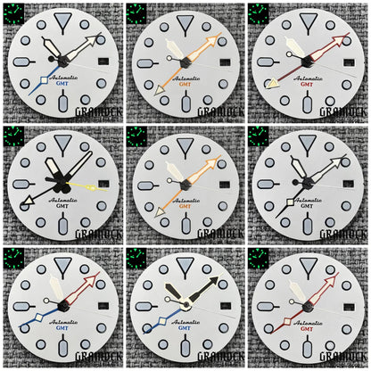 29mm Blue Red Black Orange GMT NH34 White Glossy Dial With Hands C3 Lume Fit NH34 Mechanical Watch Modified Accessories