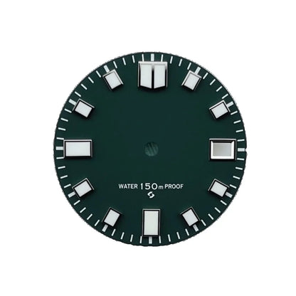 NH35 Dial 28.5mm Green Luminous with Single Calendar Window Watch Dial Abalone Diving Watch Faces for NH35A/4R35 Movement