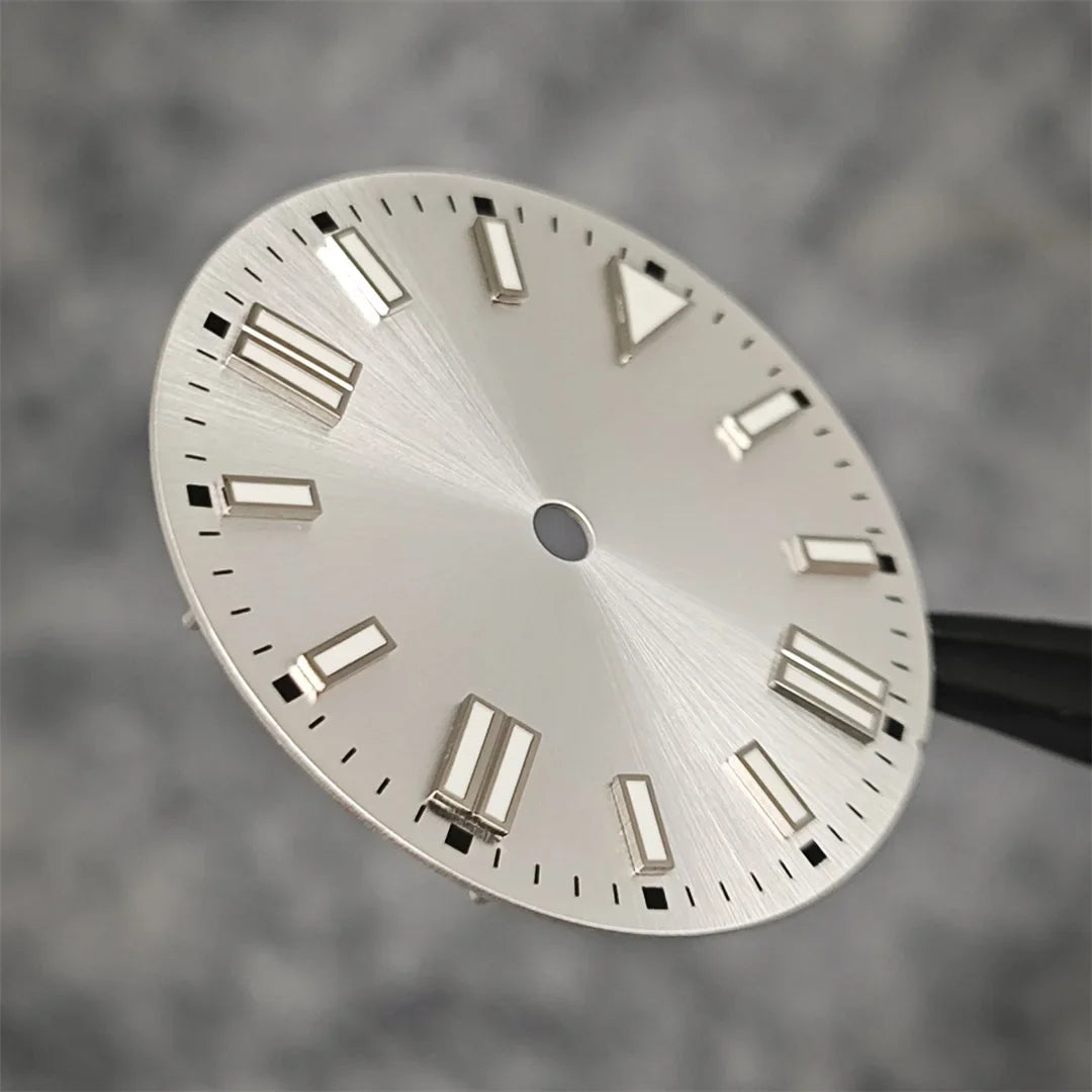 28.5mm Watch Dial Sunray Texture Dial Double Strips Nails Green Luminous Watch Faces for NH35/ 8215/ 2813/ 2836 Movements