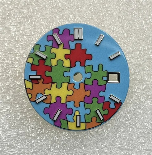 28.5mm/31mm NH35 Dial GBW9 Blue Luminous Logbook Watch Dial Enamel Surface Watch Faces Watch Accessories for NH35 NH36 Movement