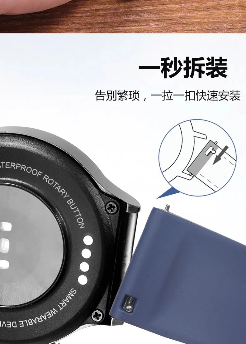 21mm 22mm 24mm Fluorine rubber Strap Men's Silicone Bracelet For pilot flat lug diver etc