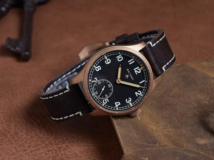 Baltany Vintage Dirty Dozen Wristwatches Golden Hands Seagull ST3620 Luminous 5ATM Leather Automatic Retro D12 Bronze Watches