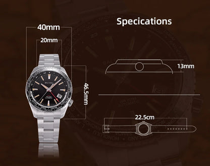 Baltany  S6083 GMT DIVE Watch 40MM Date NH34 Automatic Ceramic Bezel 20ATM Swiss lume AR Sapphier