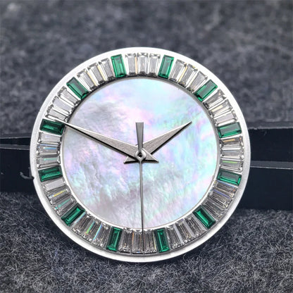 28.5mm Shell Watch Dial with Crystal High Quality Hands No Date No Luminous Watches Faces Modified Accessories
