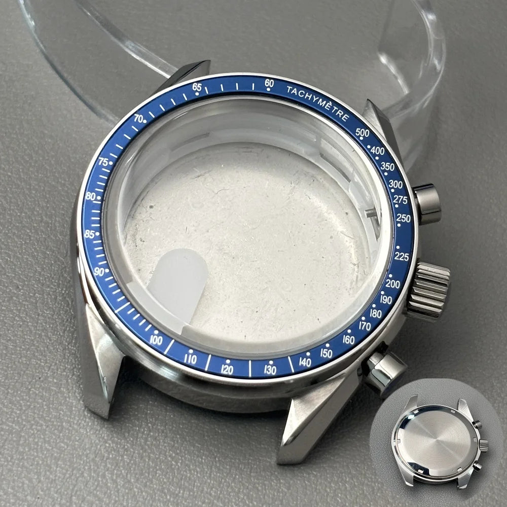 VK63 case 39.7mm moon metal case chronograph case bezel,VK63 Fashion Business watch sealed back moon watch mission mod