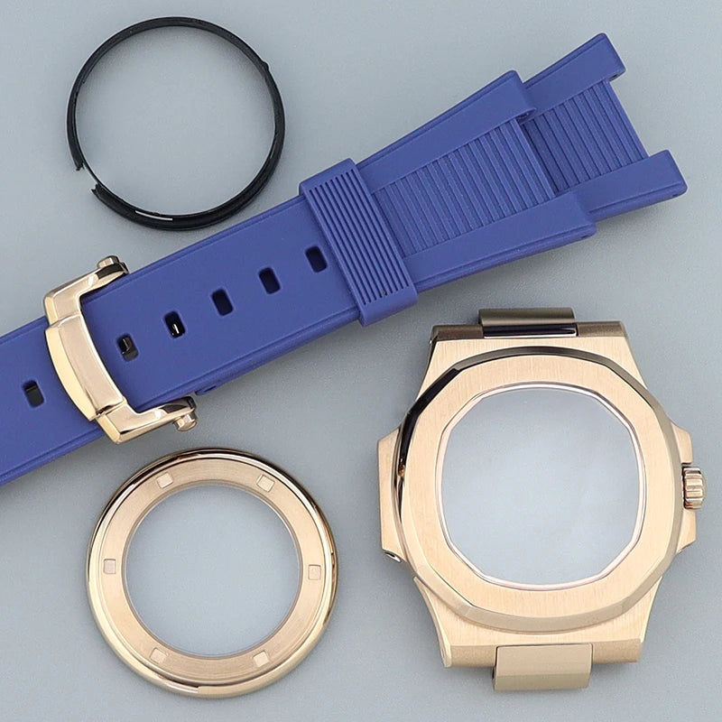 Silver/Black/Rose Gold 40mm Watch Cases Strap Parts Sapphire Glass For NH35 NH36 NH34 NH38 NH72 Movement 30.8mmDial Mod Nautilus