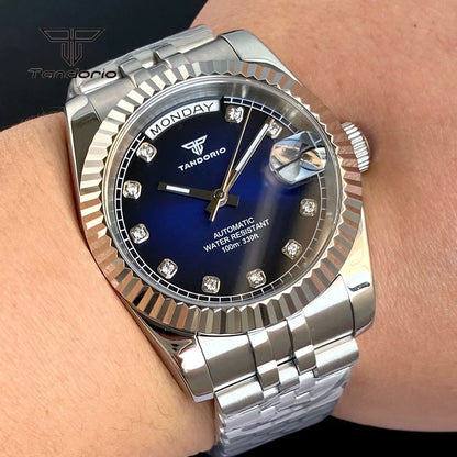 Tandorio Day Date Watch TD139 Seiko NH36 39mm / 36mm Sunburst Sapphire 10Bar