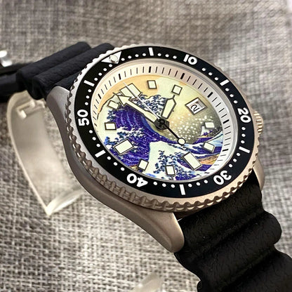 Tandorio Titanium Skx TD252 41mm NH35A 20ATM  Kanagawa Dial Diver Watch Sapphire