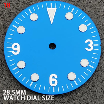 Modified 28.5MM Blue 369 Nail Watch Dial Weak Luminous Watch Faces Men's Watch Accessory Fit NH35 Movement
