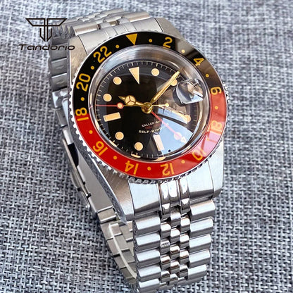 Tandorio NH34 GMT Watch 6542 homage 38mmTD218S Sapphire 20BAR Diver 24H Glass Bezel Sapphire