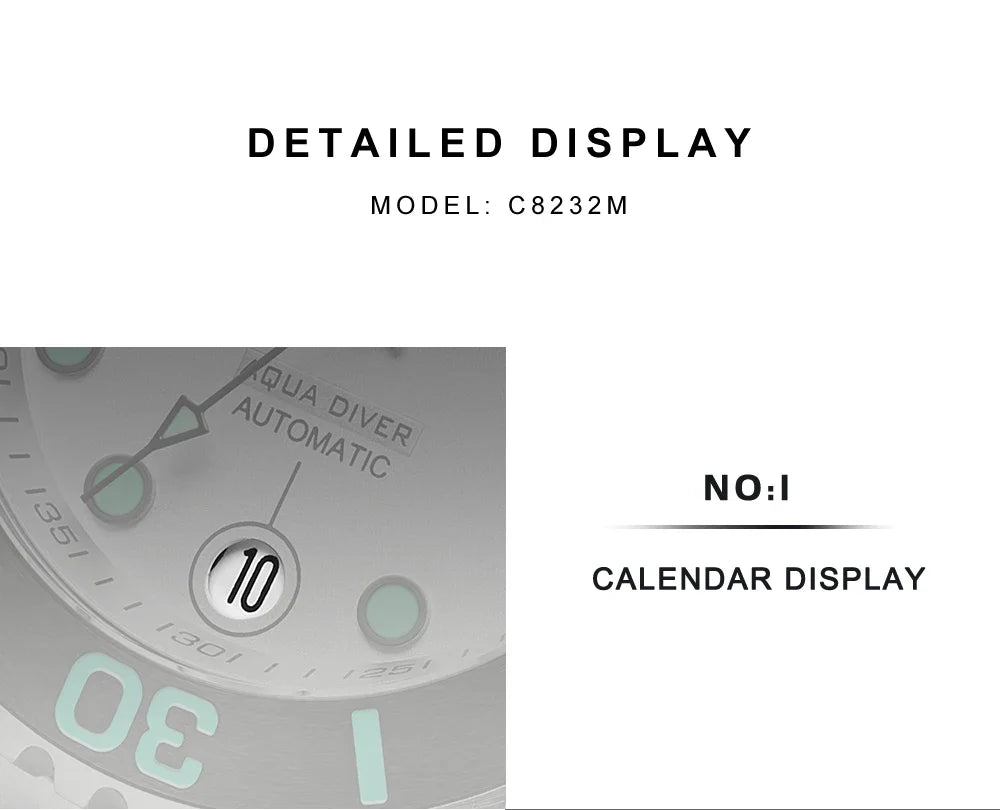 Cadisen C8232 Submariner DIVER  NH35A 100M Waterproof Luminous AR Sapphire 40MM