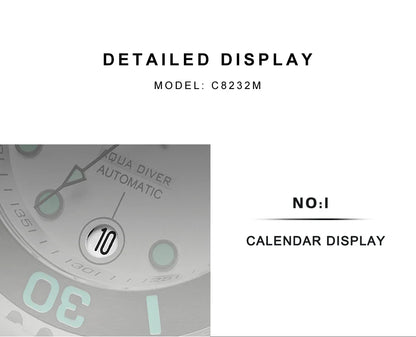 Cadisen C8232 Submariner DIVER  NH35A 100M Waterproof Luminous AR Sapphire 40MM