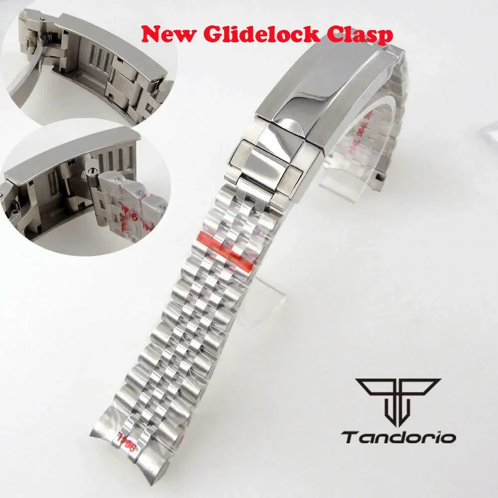 20mm Stainless Steel Jubilee Bracelet Watchband Spare Parts Brushed/Mid-Polished Glide Lock System Fit for SUB Watch Case