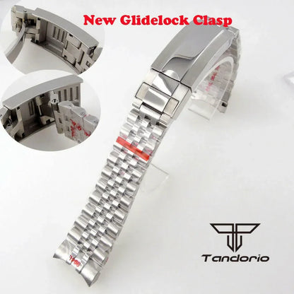 20mm Stainless Steel Jubilee Bracelet Watchband Spare Parts Brushed/Mid-Polished Glide Lock System Fit for SUB Watch Case