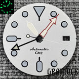 29mm Blue Red Black Orange GMT NH34 White Glossy Dial With Hands C3 Lume Fit NH34 Mechanical Watch Modified Accessories