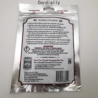 Original Cape Cod Cleans Polishing Cloths For Fine Mtals - Twin Pack, For Jewelry Watch And Stainless Steel