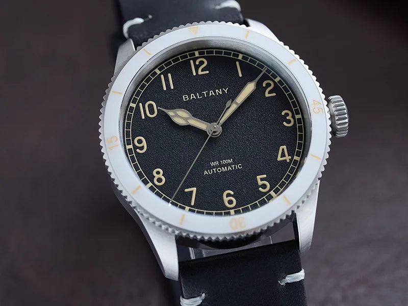Baltany 38MM Military Watch Men  S2076 NH38 Automation Stainless Steels 100m Waterproof Vintage Khaki Aviation Homage Watch