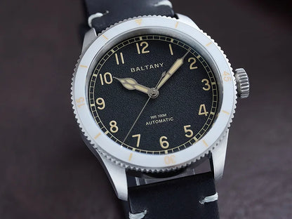 Baltany 38MM Military Watch Men  S2076 NH38 Automation Stainless Steels 100m Waterproof Vintage Khaki Aviation Homage Watch
