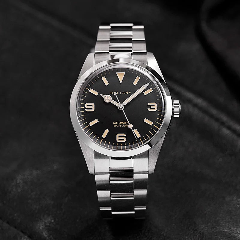 Baltany 39MM Explorer Watches Man S4035 NH38 Automatic Stainless Steel Bracelet Waterproof 200m Luxury Mechanical Wristwatch Man