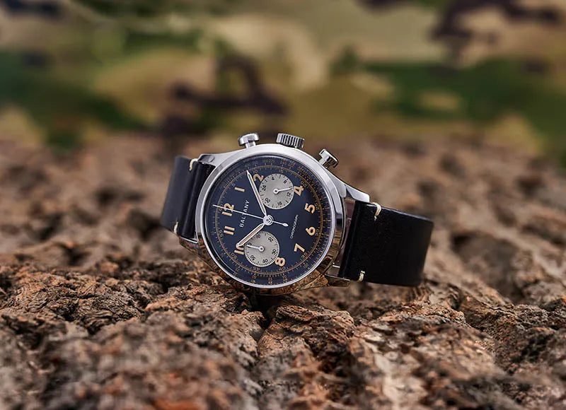 Baltany S5034 Quartz Chronograph Wristwatches 39mm Sapphire Crystal Panda Dial StainlessSteel Retro Super Luminous Vintage Watch